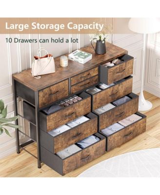 10-Drawer Modern Fabric Dresser for Bedroom, Large Storage Chest, 45" TV Stand, Living Room, Hallway Organizer