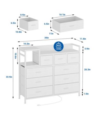 9-Drawer Modern Dresser with Charging Station, Heavy-Duty Storage Chest, Power Cord, Bedroom, Living Room, Entryway