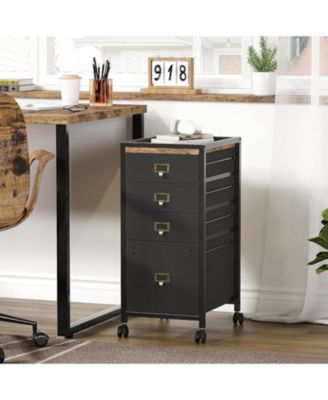 3-Drawer Plus Compact Mobile Filing Cabinet, Stylish Fabric Storage Solution, Legs & Wheels, Bedroom