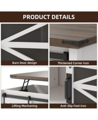 Lift-Top Coffee Table, 47.2" Rustic Wood, Multifunctional Convertible Center Table with Ample Storage, Living Room