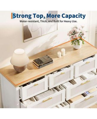 7-Drawer Modern Fluted Dresser Bedroom Chest, Fluted Drawers with Metal Handle, Large Storage Cabinet for Nursery, Living Room