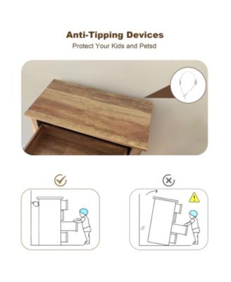 5-Drawer Farmhouse Dresser, Tall Rustic Wood Chest, Vintage Finish, Spacious Storage for Bedroom, Living Room, Brown