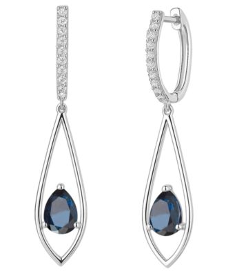 Emerald (1-1/4 ct. t.w.) And Diamond (1/6 ct. t.w.) Drop Earrings in 14k Gold (Also Available in Sapphire & Ruby)