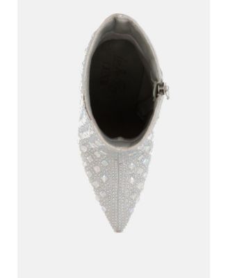 Womens Frostin Pointed Toe Rhinestones Stiletto Boots