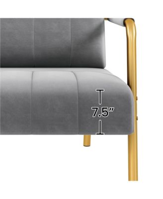 56.5″ W Upholstered Sofa Couch with Gold-tone Metal Arms and Legs