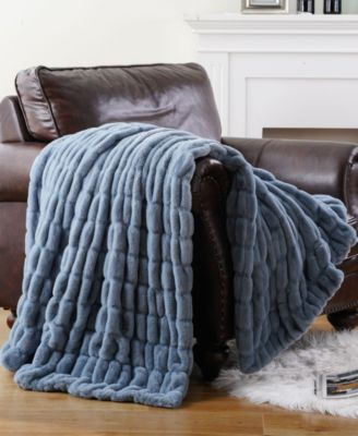 Luxurious Reversible Rabbit Faux Fur Throw, 60" x 80"