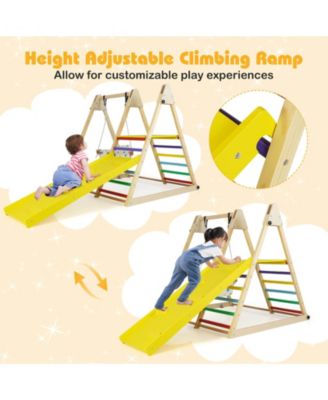 4-in-1 Indoor Jungle Gym with Baby Swing, Climber, Ladder and Resting Platform