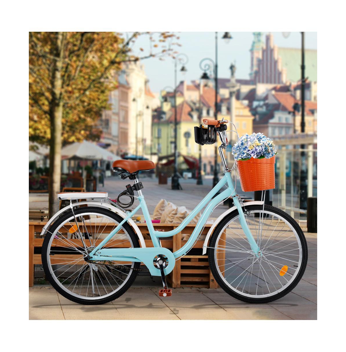 Artudatech 24-Inch Leisure Cruiser Bike with Low Step Frame, Passenger Seat & Removable Footrests