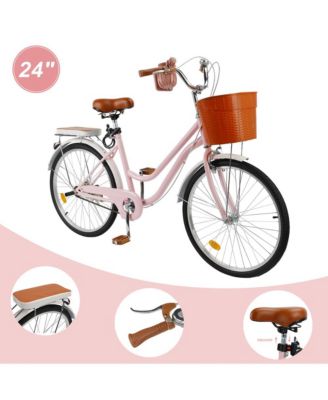 24-Inch Leisure Cruiser Bike with Low Step Frame, Passenger Seat & Removable Footrests