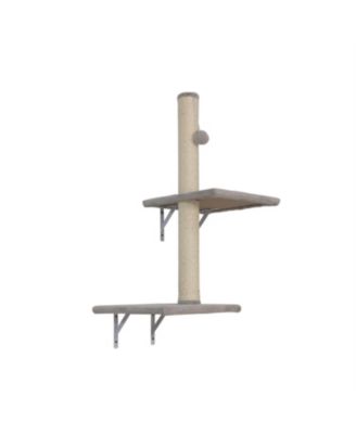 Wall-mounted Cat Tree With 2 Cat Condos House, 3 Cat Wall Shelves in Beige