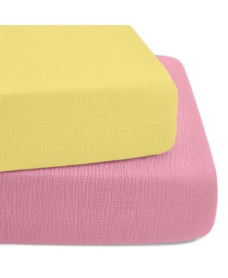 Muslin Crib Sheets 2 Pack – 52"x28" Cotton Fitted Sheets for Crib & Toddler Bed