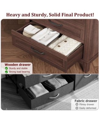 41.3" Tall 5-Drawer Brown Freestanding Wooden Chest Vertical Dresser