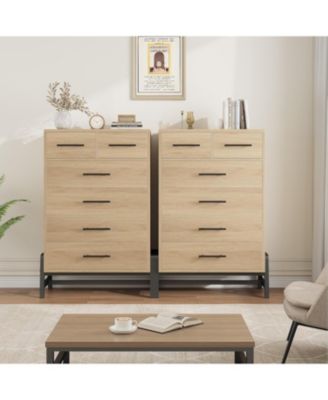 4+2 Drawer Engineered Wood Modern Dresser with Chic Legs, Waterproof Top and Anti-Tip Design