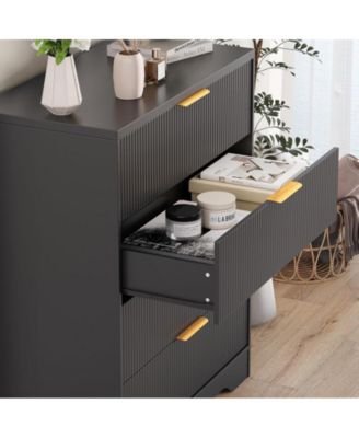 5 Drawer Modern Storage Chest of Drawers, Organizer Cabinet Fluted Dresser