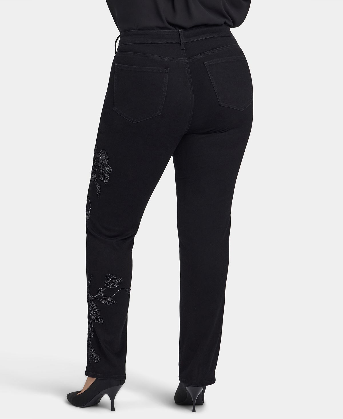 NYDJ Plus Size Marilyn Straight Embroidery Jeans view 4 — MAYCSS fashion products