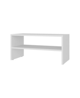Shoe Rack, 2 Open Shelves, Low Horizontal Design, Freestanding Unit, Bedroom Use, White