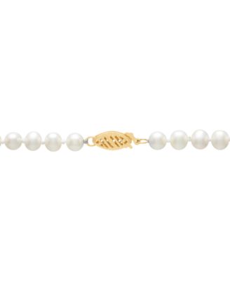 White Cultured Freshwater Pearl (5-6mm) Necklace in 14k Yellow Gold