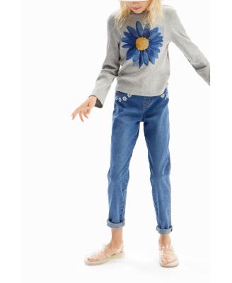 Girls Girls's Ribbed T-shirt with flower illustration