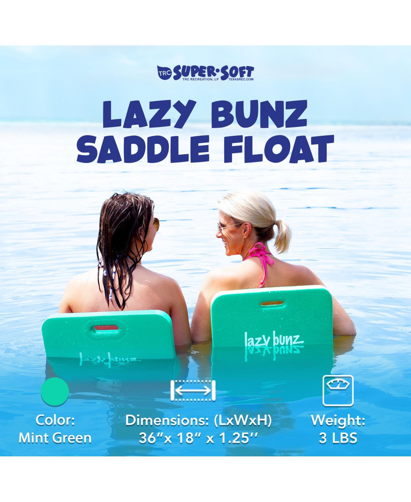 Детская игрушка TRC Recreation Lazy Bunz Foam Saddle 36" x 18" Pool Float, No Inflation Needed — фото 2