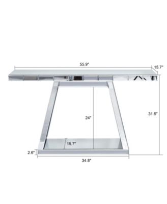 55.9" Glass Mirror Modern Luxe Console Table