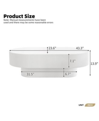 Streamdale Elegant Oval Coffee Table, Modern Cream Drum End Table