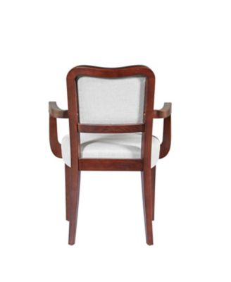  Walnut Dining Chairs Set of 2, Beige Fabric, Padded Armrests