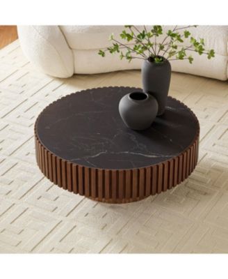  Nesting Round Sintered Stone Coffee Table - Walnut