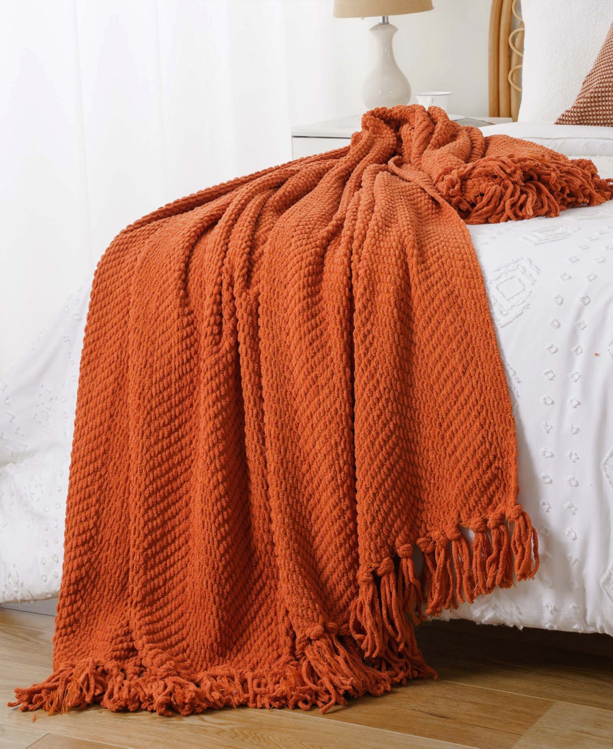 Battilo Herringbone Chenille Knit Throw, 60"x 80"