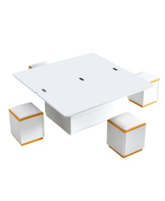Lift-Top Coffee Table with 4 Stools