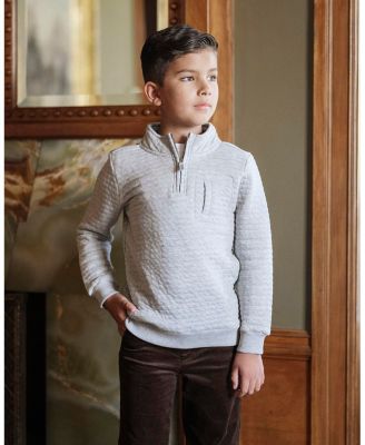 Boys Long Sleeve Quilted Half Zip Pullover with Pocket