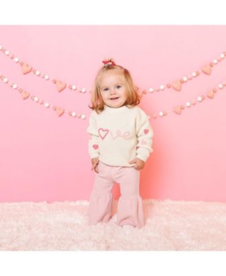 Little Girls Ditsy Love Valentine's Day Knit Sweater