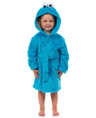 Toddler Bathrobe Cookie Monster Hooded Robe With 3D Eyes
