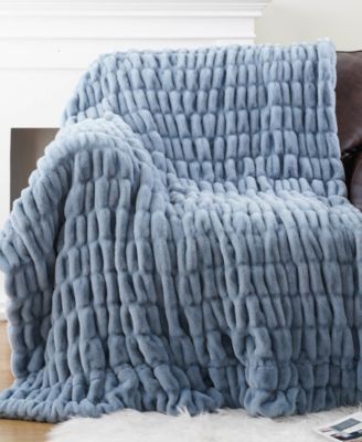 Luxurious Reversible Rabbit Faux Fur Throw, 60" x 80"