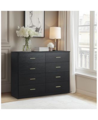 Modern 8-Drawer Black Dresser