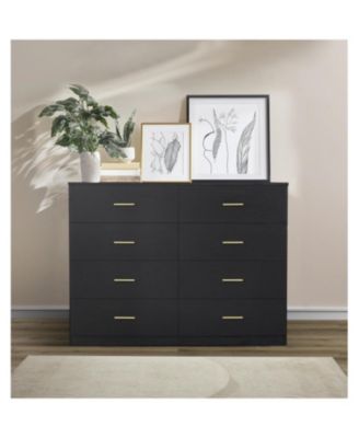 Modern 8-Drawer Black Dresser