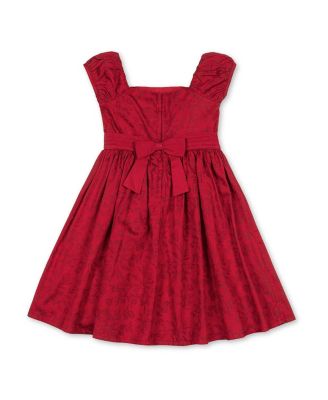 Little Girls Organic Puff Sleeve Sateen Party Dress