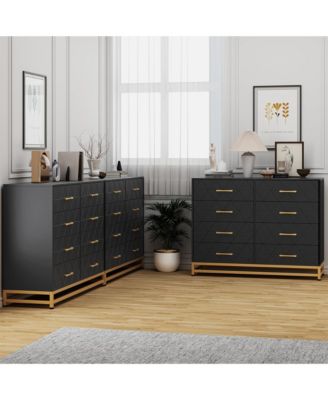 8-Drawer Modern Wooden Dresser TV Stand, Wide Chest of Drawers, Metal Handles, Living Room Entertainment Center