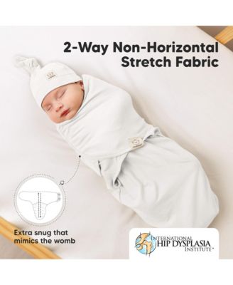 3-Pack Organic Baby Swaddle Sleep Sacks with Knot Hats, Newborn Baby Swaddles Wrap, Ergonomic Wearable Blanket