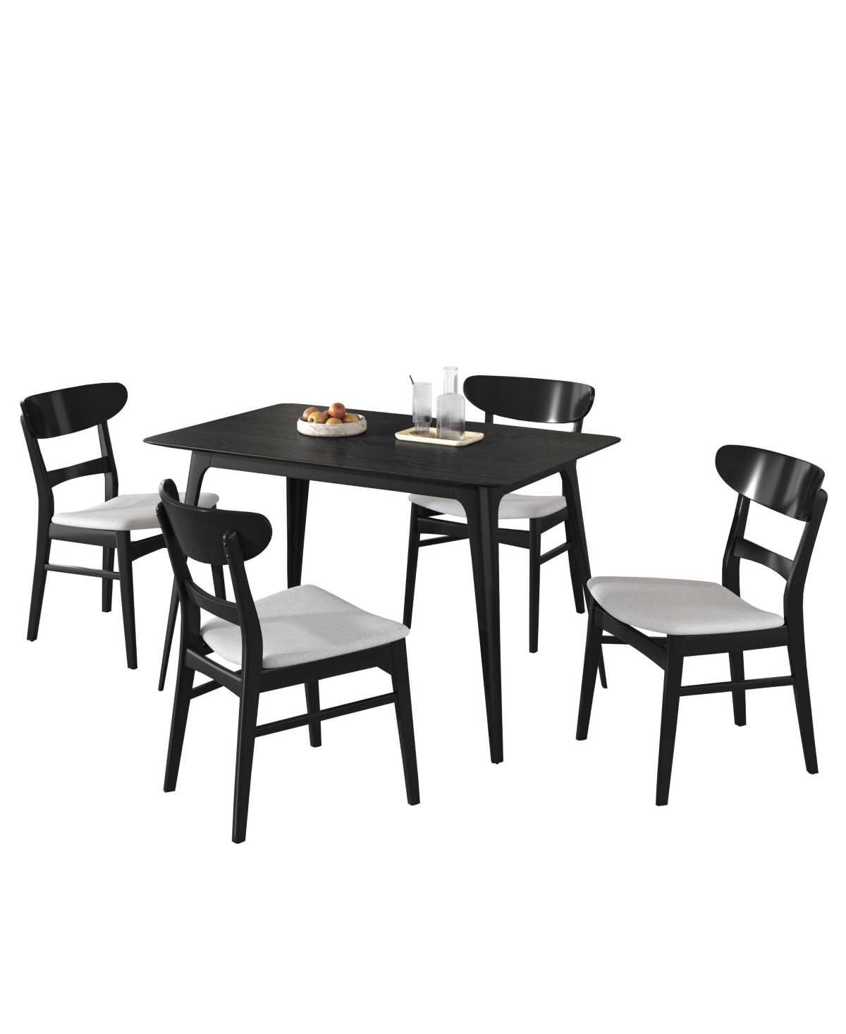 Streamdale Furniture Mid-Century 5-Piece Dining Set, Black & Light Gray