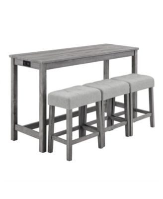 Industrial Bar Table Set with Power Outlet
