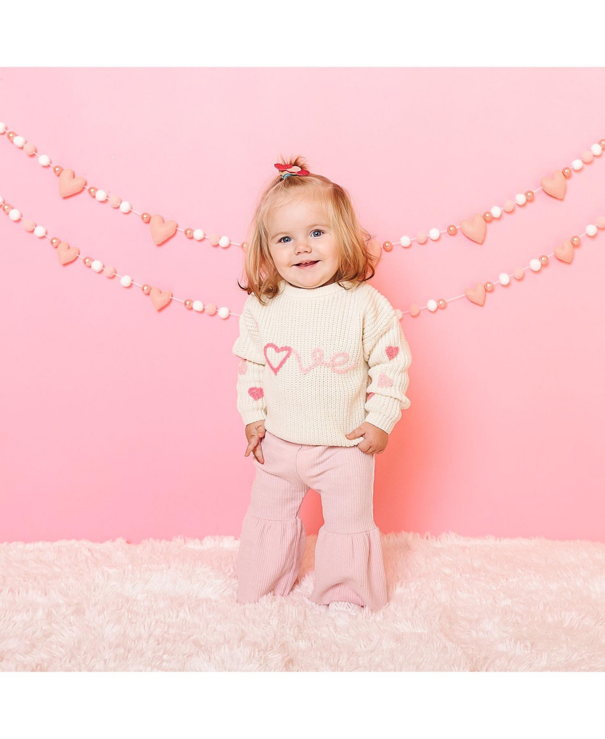 Sweet Wink Big Girls Ditsy Love Valentine's Day Knit Sweater