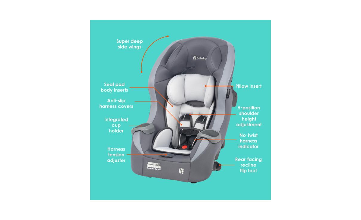 Baby Trend Trooper Slim 3-in-1 Convertible Car Seat with Side Impact Protection