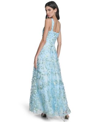 Petite 3D Floral Appliqu&eacute; Gown