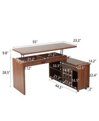 + L-Shaped + Walnut + Storage + Executive Desk