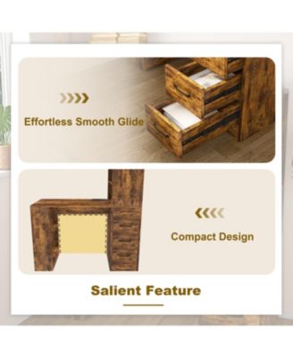 Streamdale Computer Desk with Socket, Drawers & Shelves - Carbonized Wood