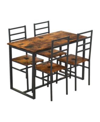 Metal & Wood Dining Set for 4