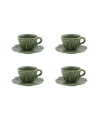 Cabbage Coffee Cups & Saucers, Set of 4