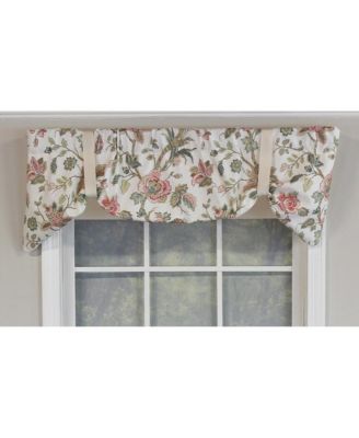 Gianna Suspender Valance. 3" Rod Pocket, contrast ribbon Tie. 50"W x 17"L