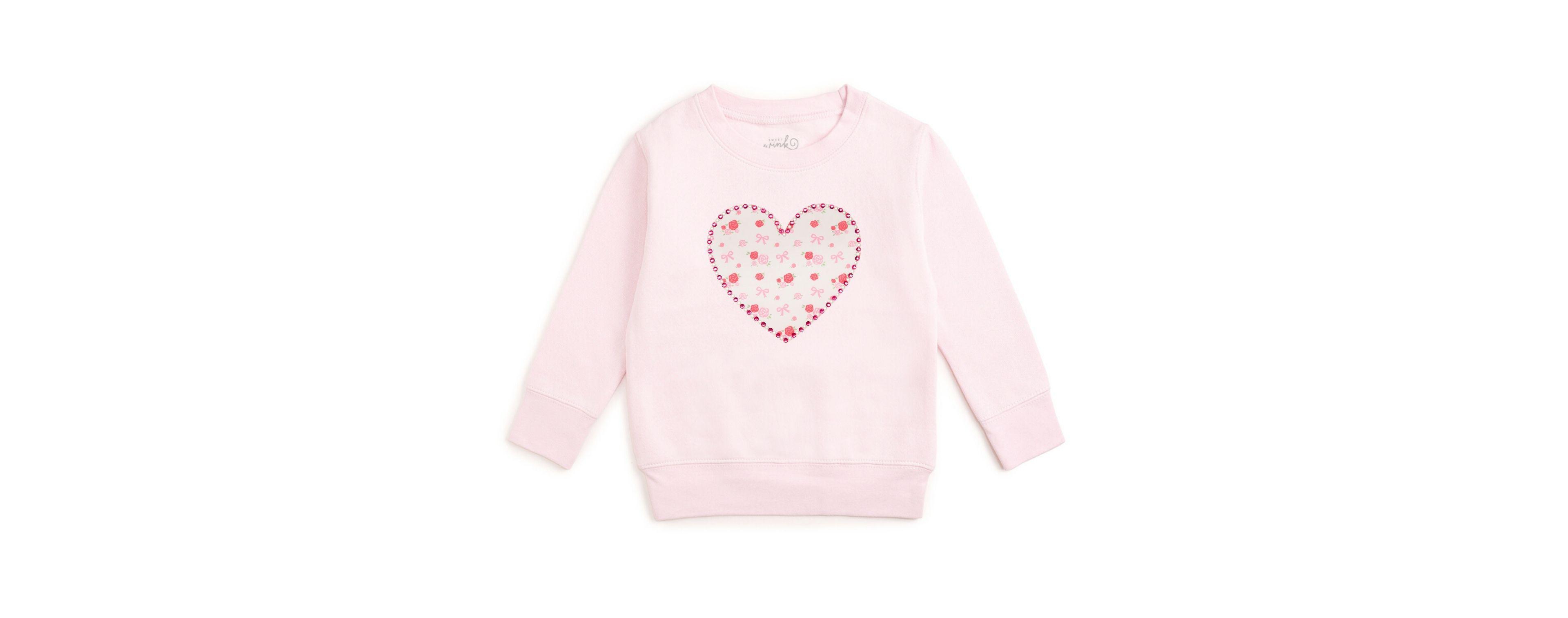 Sweet Wink Girls Dainty Rose Pearl Heart Patch Sweatshirt