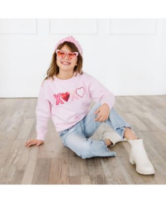 Big Girls XOXO Sequin Patch Valentine's Day Sweatshirt